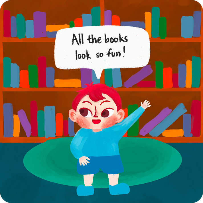 Child says: All the books look so fun!