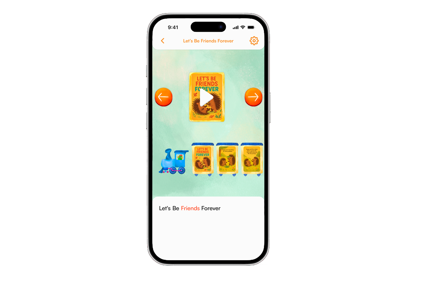 Lestori interface showing karaoke-style light-up text highlighting words as they are read for early readers