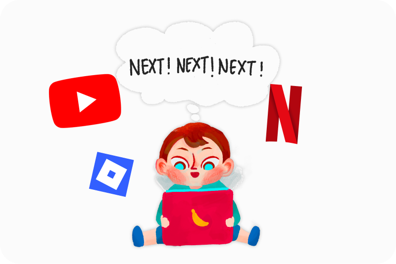 Illustration showing how iPhone and iPad apps create impatience and reduced attention span in children